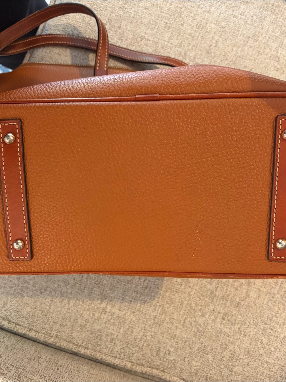 Dooney & Bourke Cognac Pebble Leather Tote with Dark Trim - Picture 3 of 4